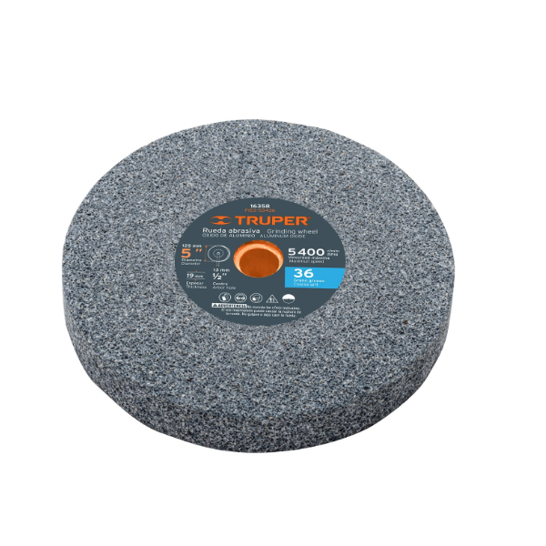 Rueda abrasiva p/esmeril 5"x19mm, óxido aluminio, grano 36